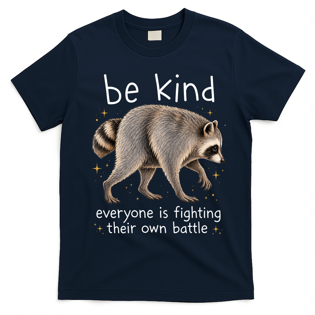 Be Kind Fighting Battle Raccoon Funny Jimothy Joke T-Shirt - Navy Blue