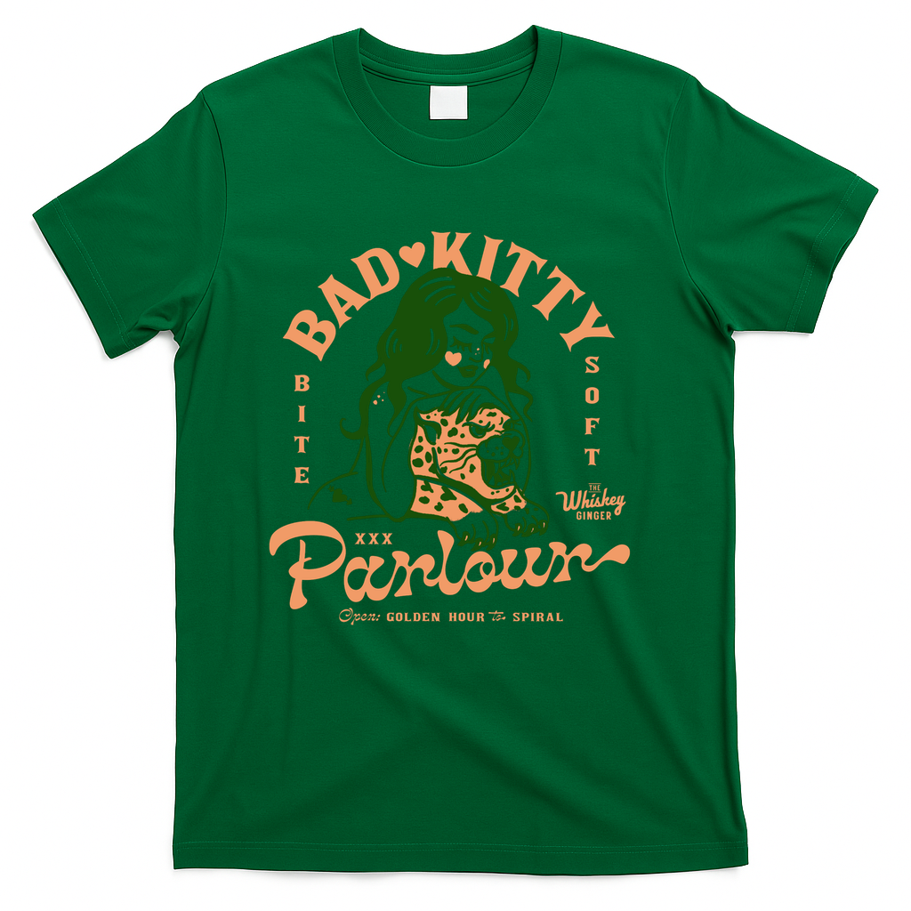 Bad Kitty Parlour Jaguar Art. Dive Bar Speakeasy Lounge Gift - Green