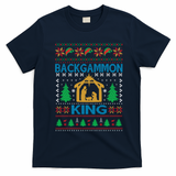 Backgammon King Ugly Christmas T-Shirt - Navy Blue