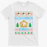 Backgammon King Ugly Christmas T-Shirt - White