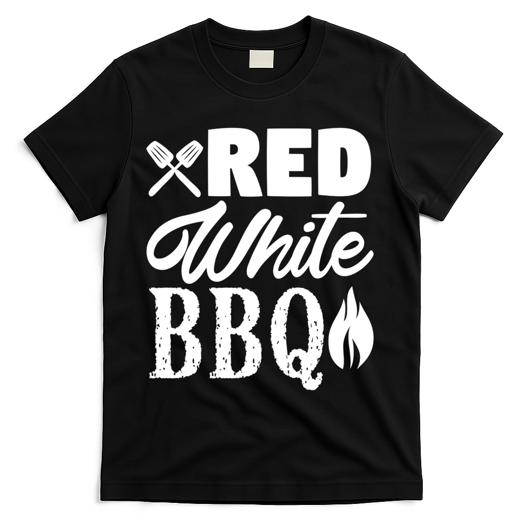 Bbq Lover 4th Of July Funny Red White Bbq Cool Gift T-Shirt - Black
