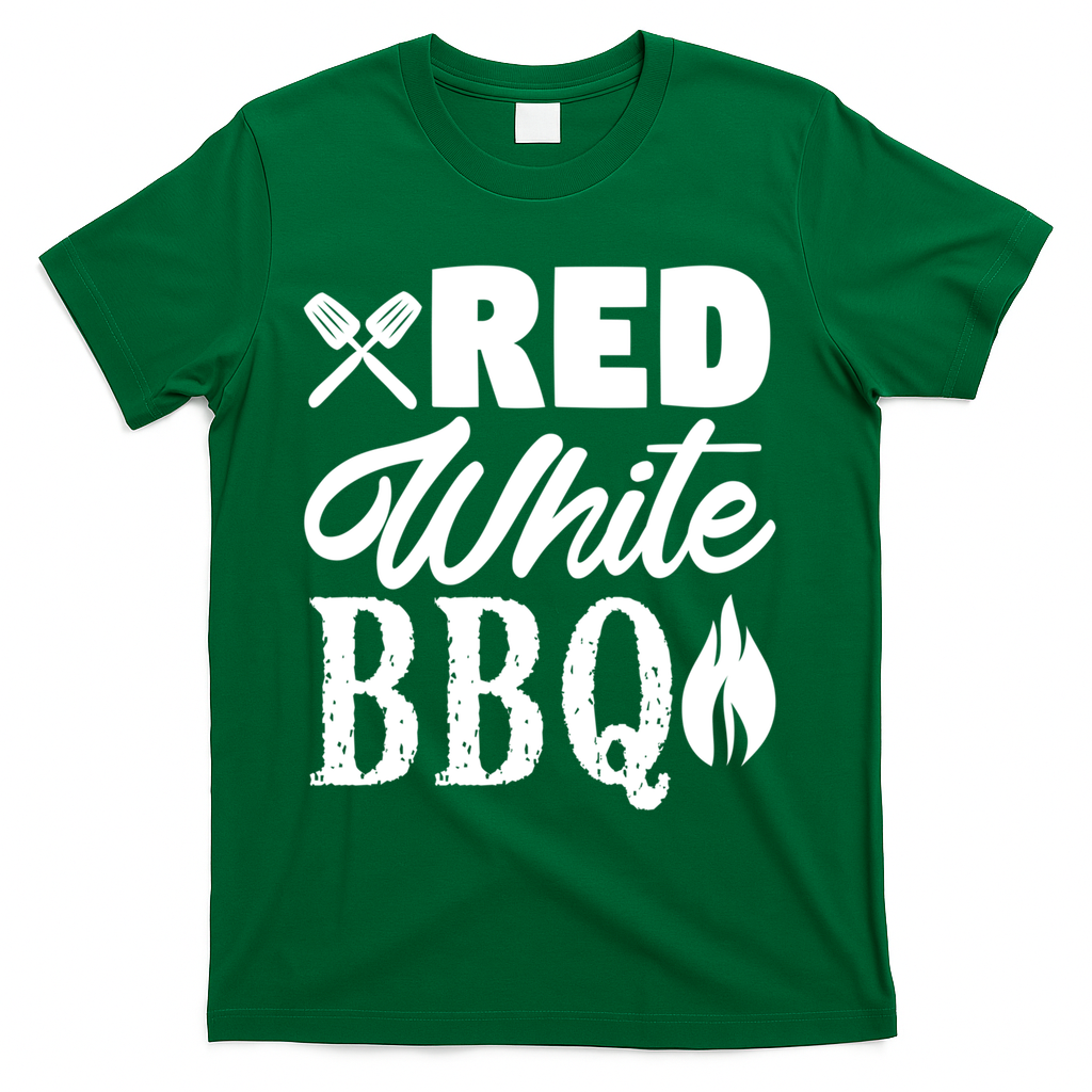 Bbq Lover 4th Of July Funny Red White Bbq Cool Gift T-Shirt - Green