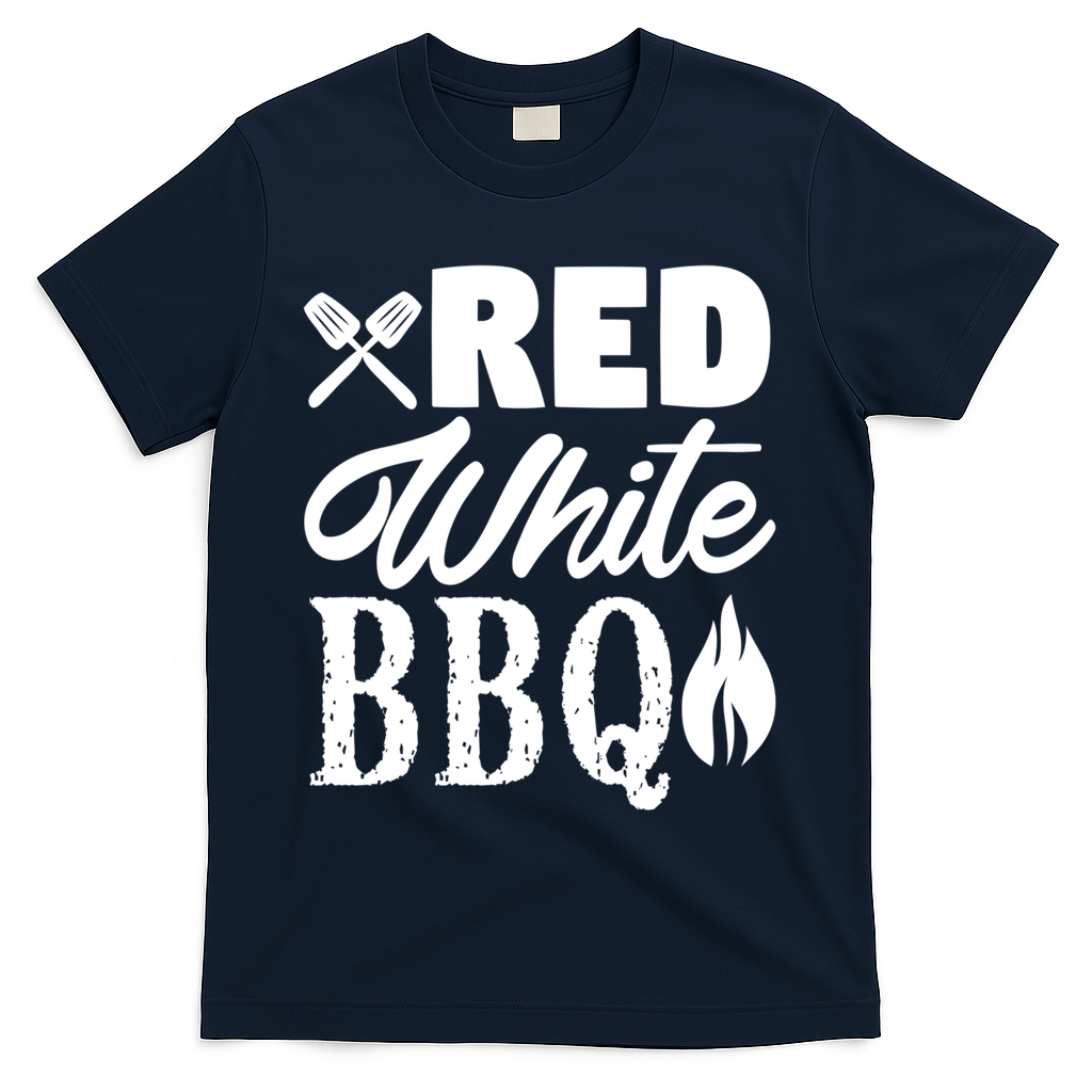 Bbq Lover 4th Of July Funny Red White Bbq Cool Gift T-Shirt - Navy