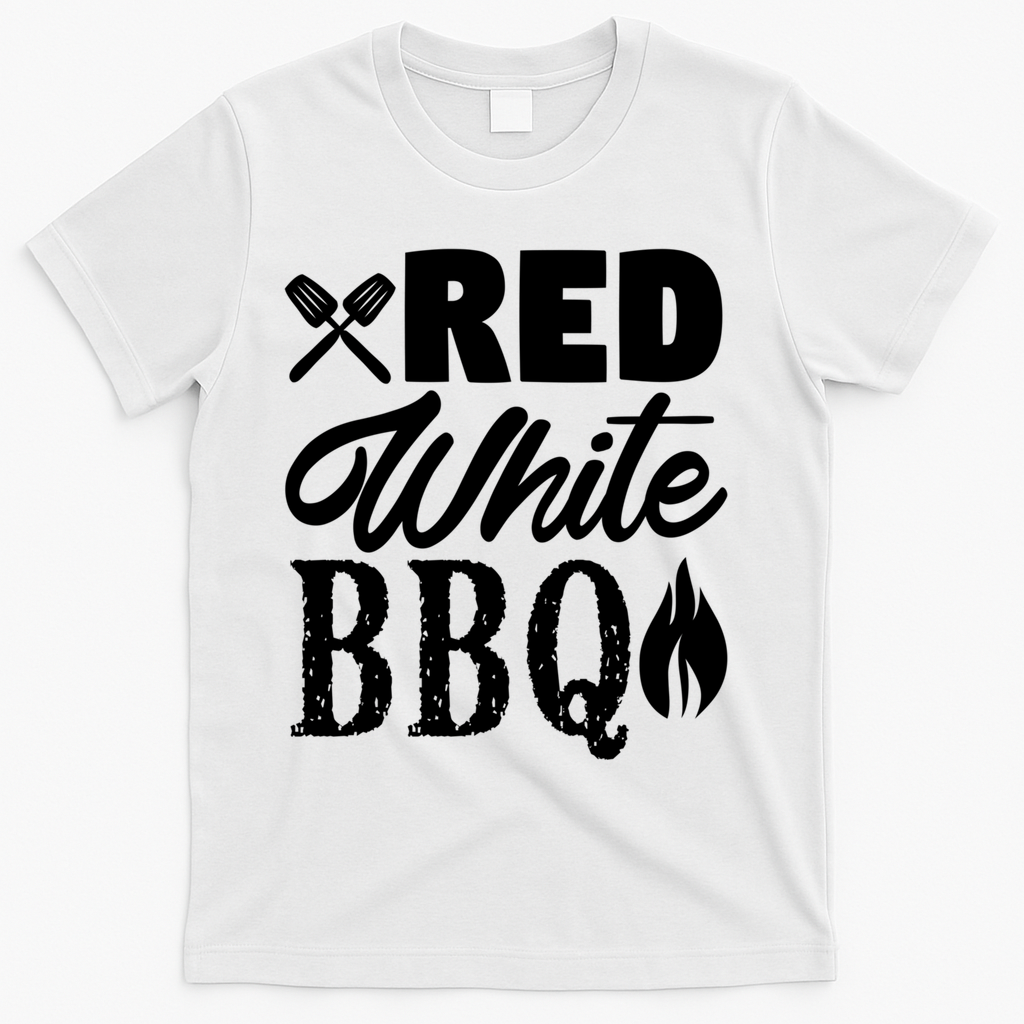 Bbq Lover 4th Of July Funny Red White Bbq Cool Gift T-Shirt - White