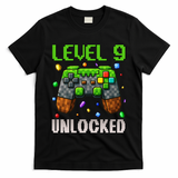 Birthday Level 9 Unlocked 9th Birthday Game Pixel Gift T-Shirt
