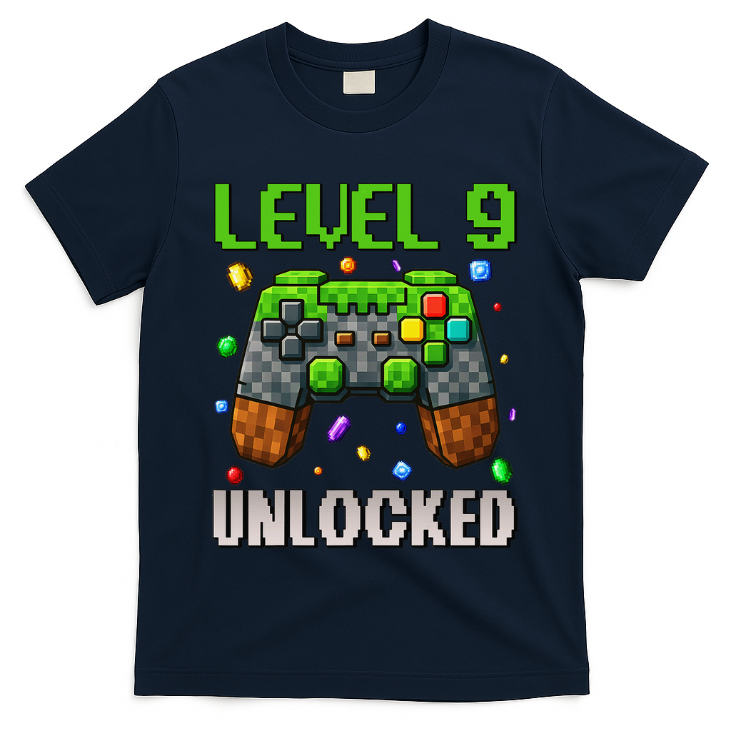 Birthday Level 9 Unlocked 9th Birthday Game Pixel Gift T-Shirt