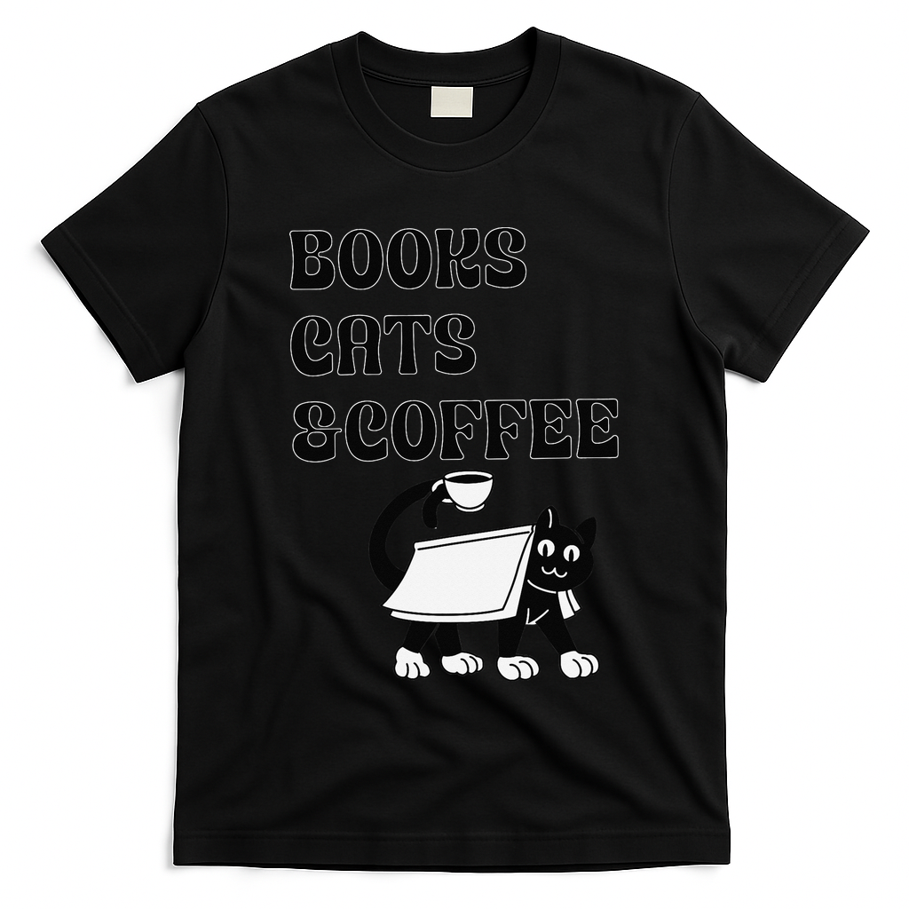 Book Lovers Books Cats And Coffee T-Shirt