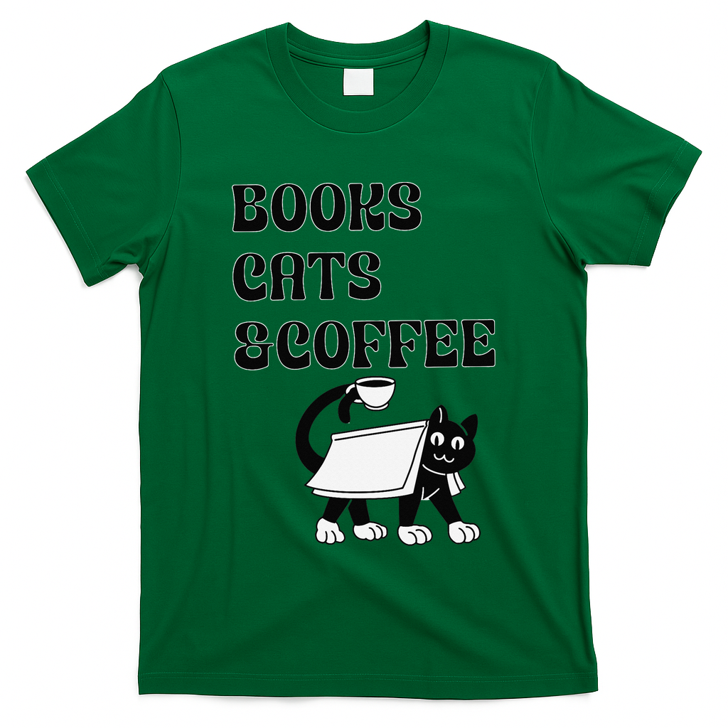 Book Lovers Books Cats And Coffee T-Shirt
