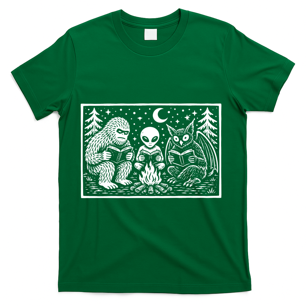 Book Lover Cryptid Club Reader Gift T-Shirt - Green