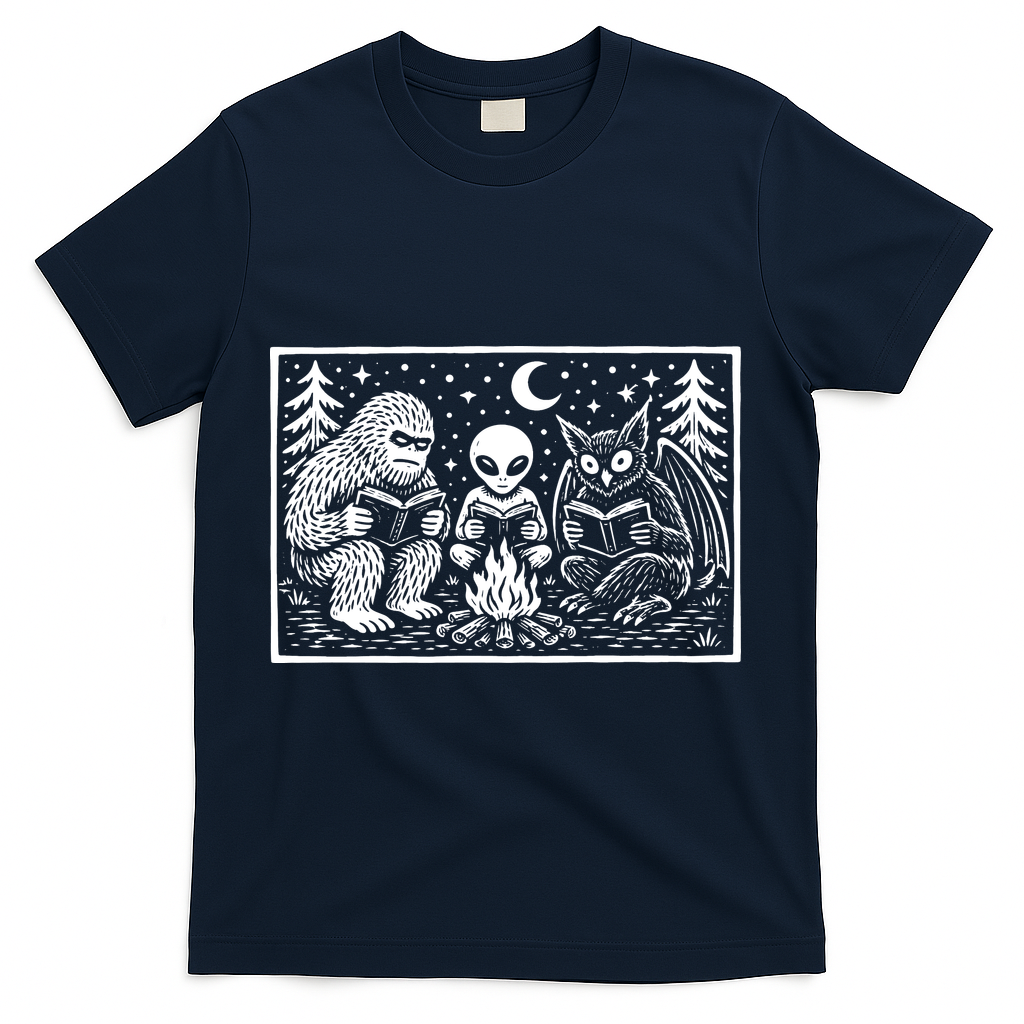 Book Lover Cryptid Club Reader Gift T-Shirt - Navy