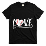Baseball Love Heart Summer Sport T-Shirt - Black