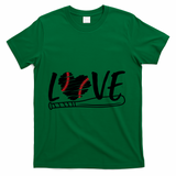 Baseball Love Heart Summer Sport T-Shirt - Green