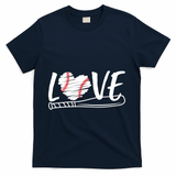 Baseball Love Heart Summer Sport T-Shirt - Navy