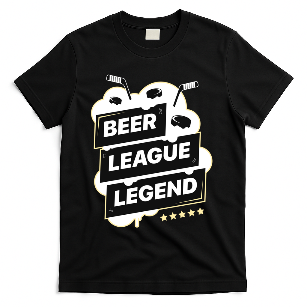 Beer League Legend Hockey Gift T-Shirt - Black