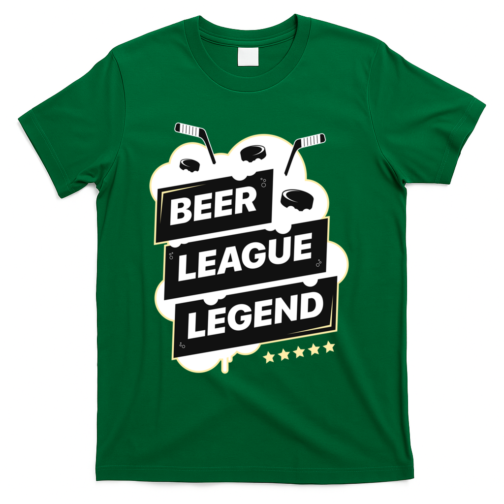 Beer League Legend Hockey Gift T-Shirt - Green