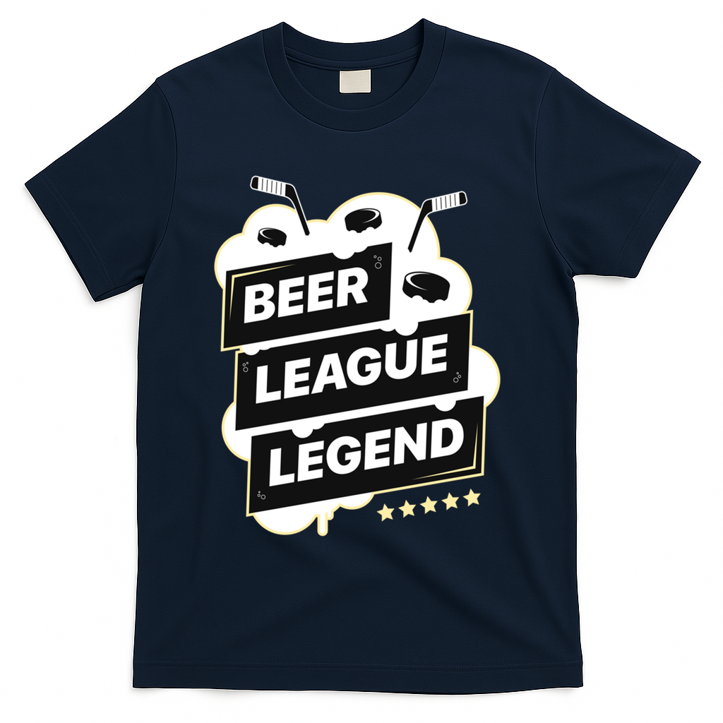 Beer League Legend Hockey Gift T-Shirt - Navy
