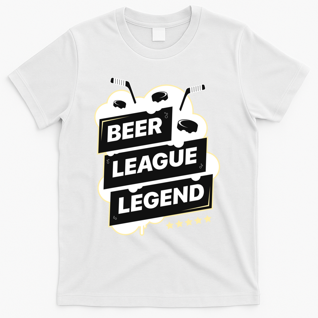 Beer League Legend Hockey Gift T-Shirt - White