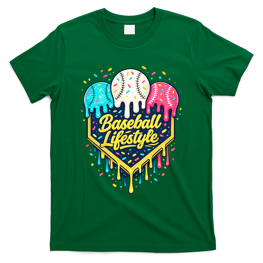 Baseball Life Style Ice Cream Drip T-Shirt