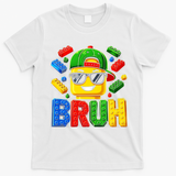 Bruh Master Builder Birthday Boy Building Blocks T-Shirt - White