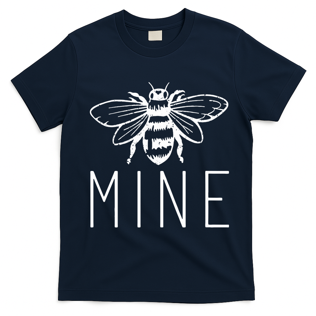 BEE MINE Bumblebee Cute Retro Valentine's Day Funny T-Shirt - Navy Blue