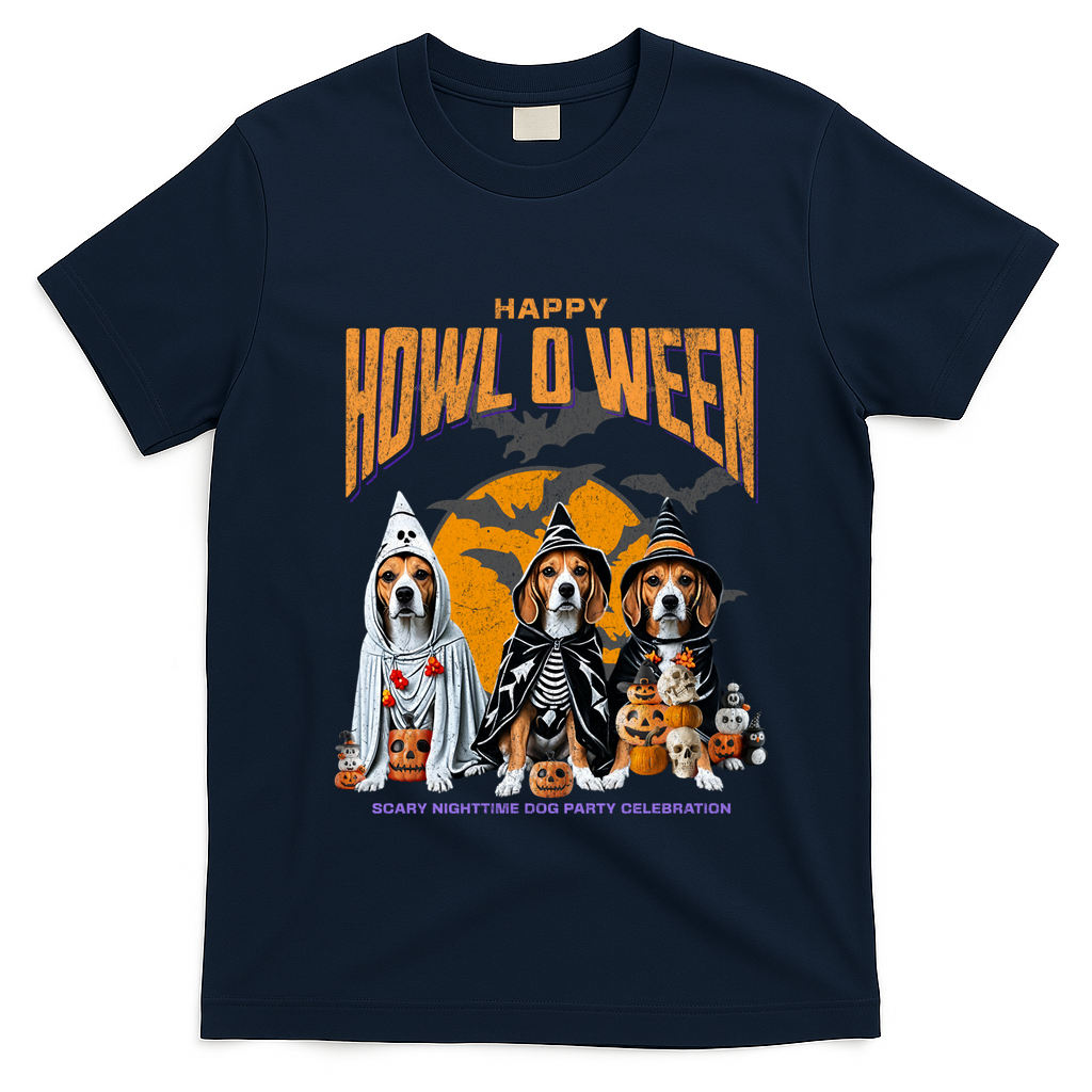 Beagle Mom Dad Halloween Lovers T-Shirt - Navy Blue