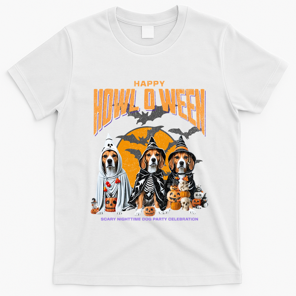 Beagle Mom Dad Halloween Lovers T-Shirt - White