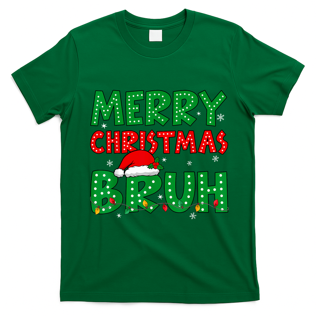 Bruh Meme Funny Saying Bro Greeting Teens Boy Christmas T-Shirt - Irish Green