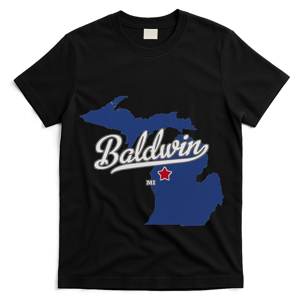 Baldwin Michigan Lake County Mi Map T-Shirt