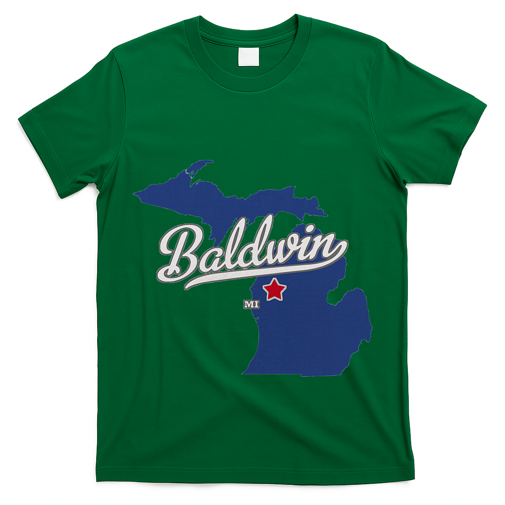 Baldwin Michigan Lake County Mi Map T-Shirt