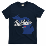 Baldwin Michigan Lake County Mi Map T-Shirt