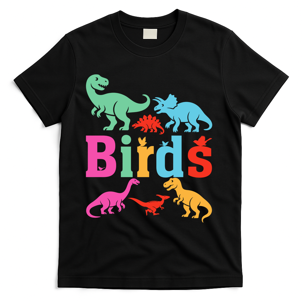 Birds? Nah… Dinosaurs Funny Dino T-Shirt - Black