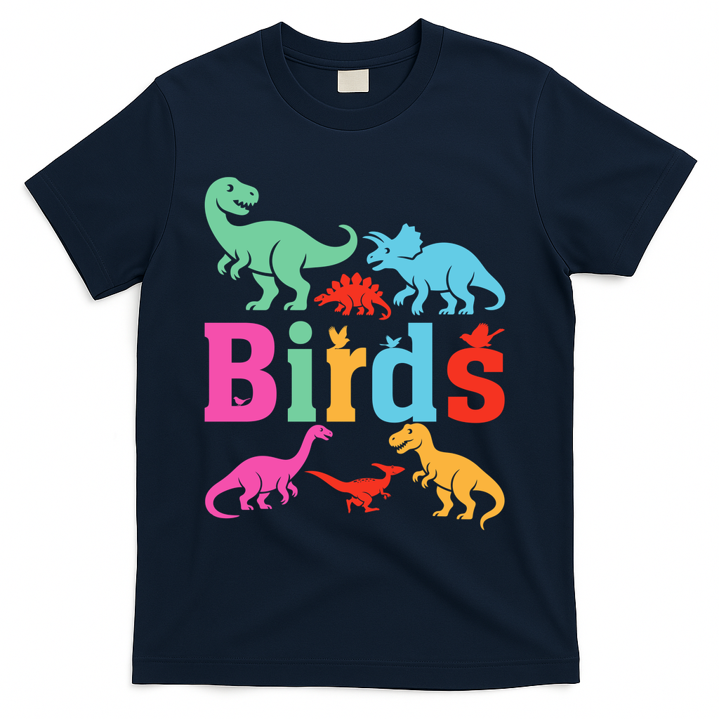Birds? Nah… Dinosaurs Funny Dino T-Shirt - Navy