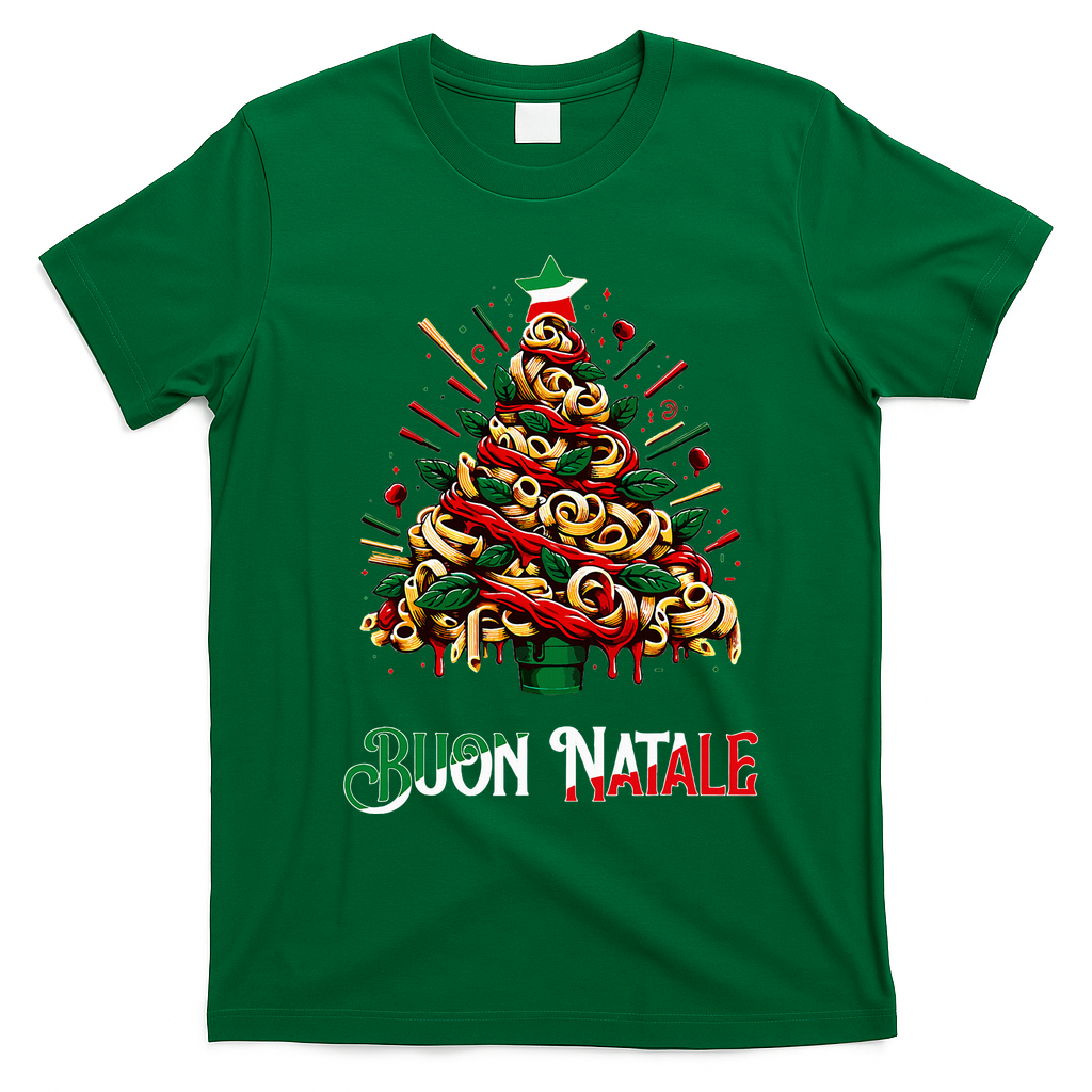 Buon Natale Italian Pasta Christmas Tree Xmas  T-Shirt - Irish Green