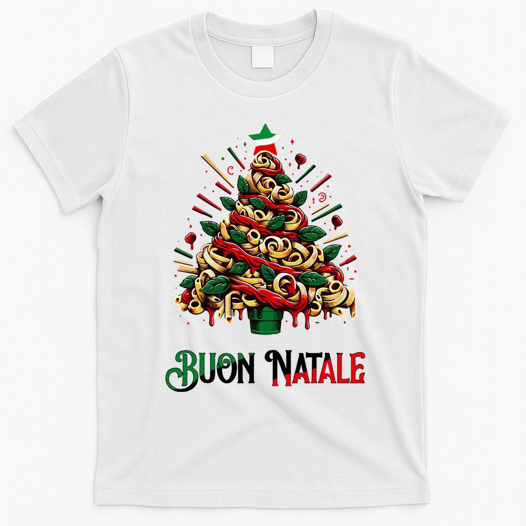 Buon Natale Italian Pasta Christmas Tree Xmas  T-Shirt - White