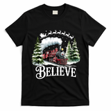Believe North Pole Train Christmas Festive T-Shirt - Black