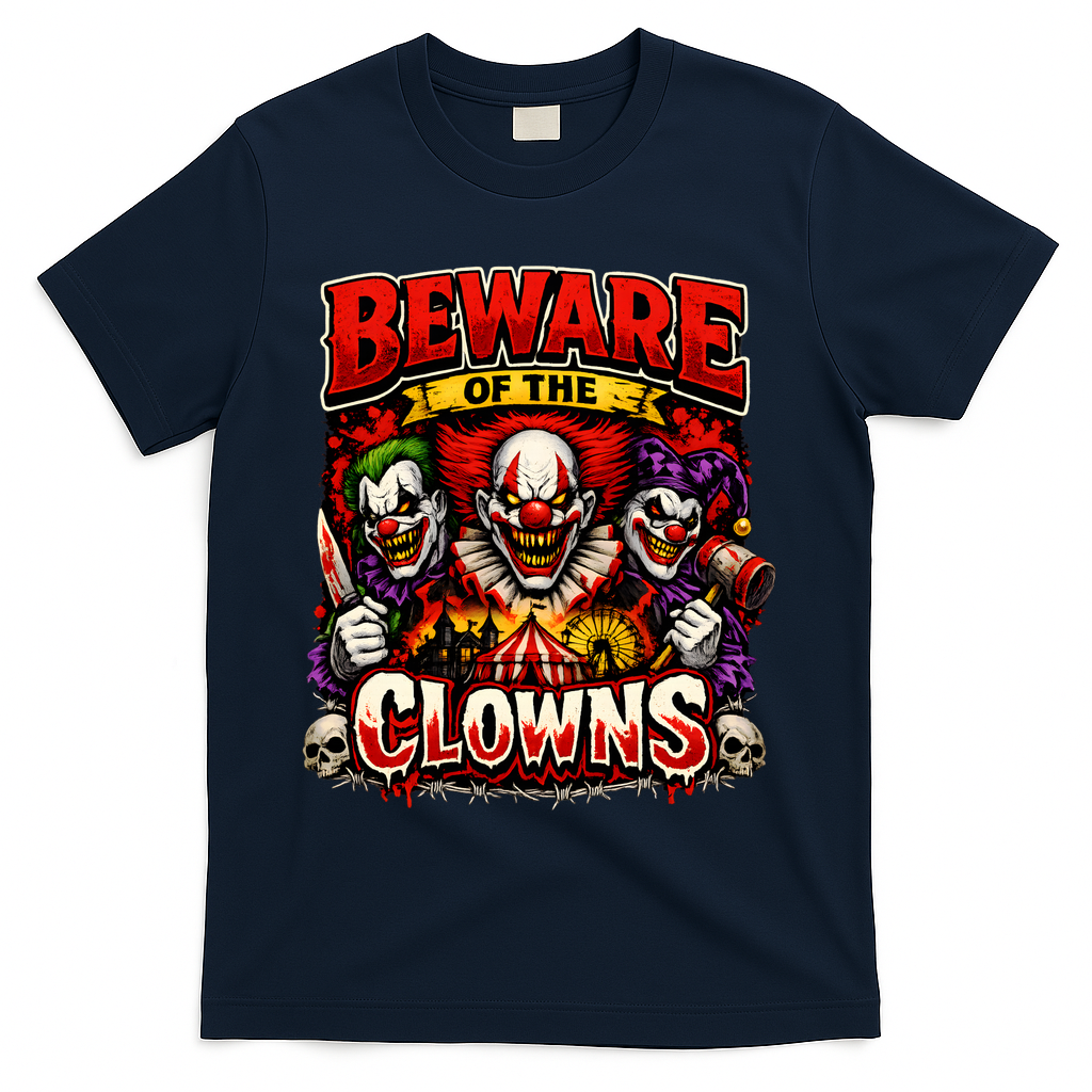 Beware Of The Clowns T-Shirt - Navy