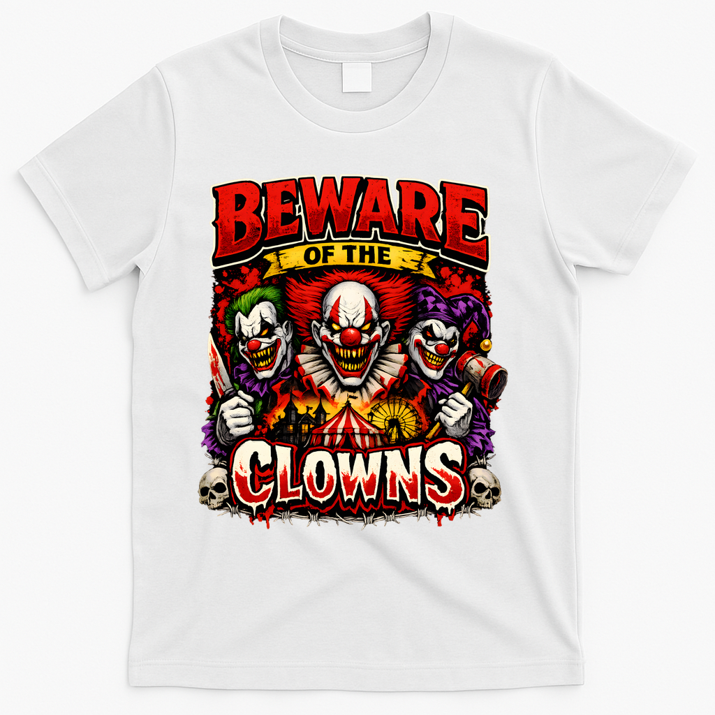 Beware Of The Clowns T-Shirt - White