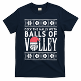 Balls Of Volley Xmas Volleyball Ugly Christmas Gift Funny Gift T-Shirt - Navy Blue