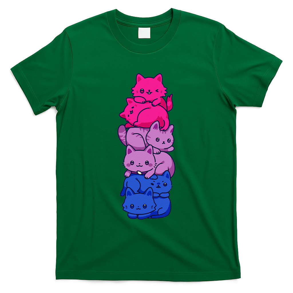 Bi Pride Cat LGBT Bisexual Flag Cute Kawaii Cats Pile Gift T-Shirt
