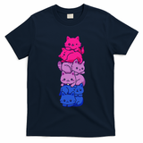 Bi Pride Cat LGBT Bisexual Flag Cute Kawaii Cats Pile Gift T-Shirt