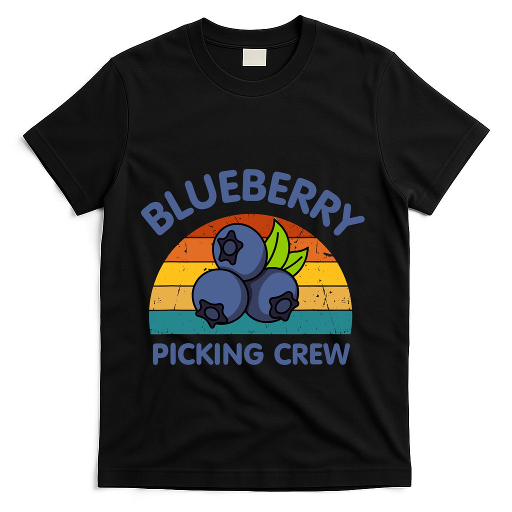 Blueberry Picking Crew Cute Family Blueberries Summer Fruit T-Shirt - Black