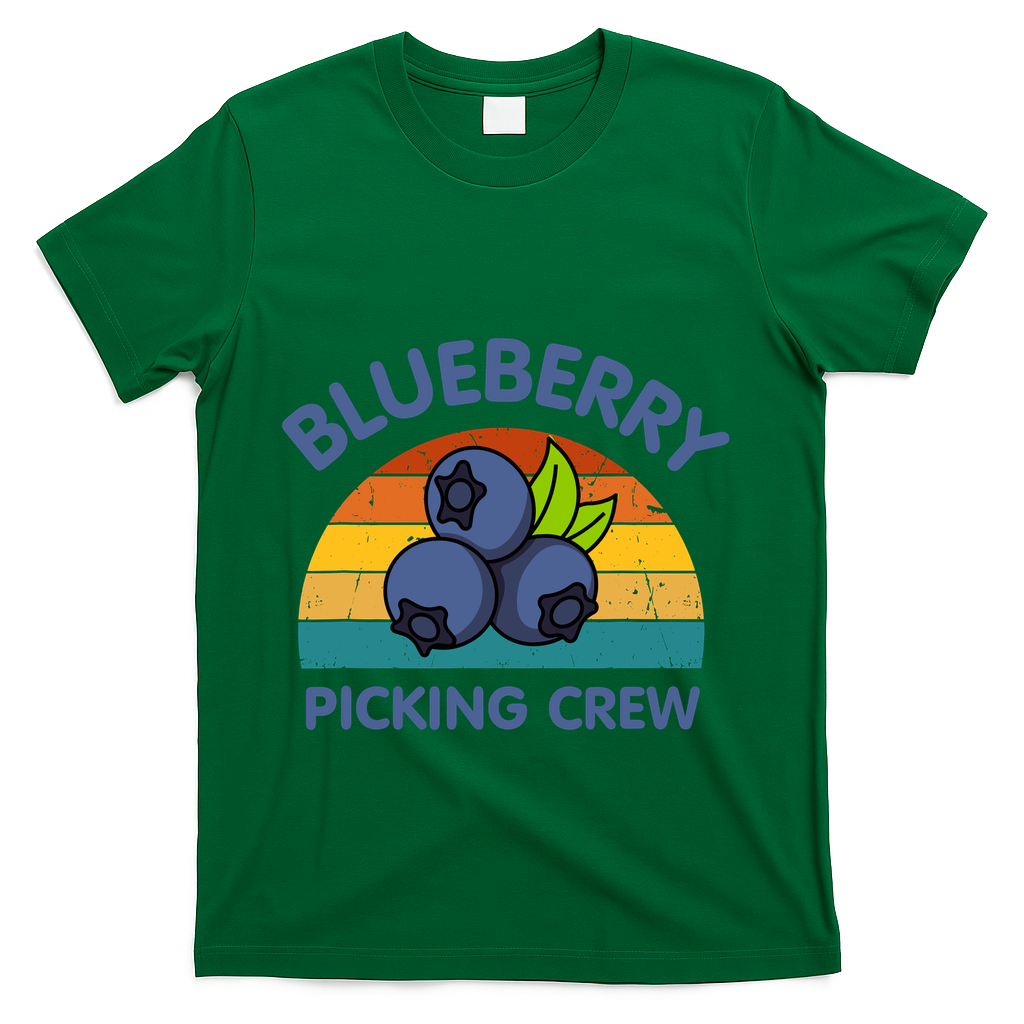 Blueberry Picking Crew Cute Family Blueberries Summer Fruit T-Shirt - Green