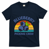 Blueberry Picking Crew Cute Family Blueberries Summer Fruit T-Shirt - Navy