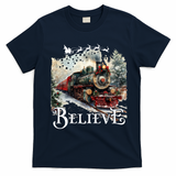 Believe Polar Express Christmas Train T-Shirt - Navy Blue