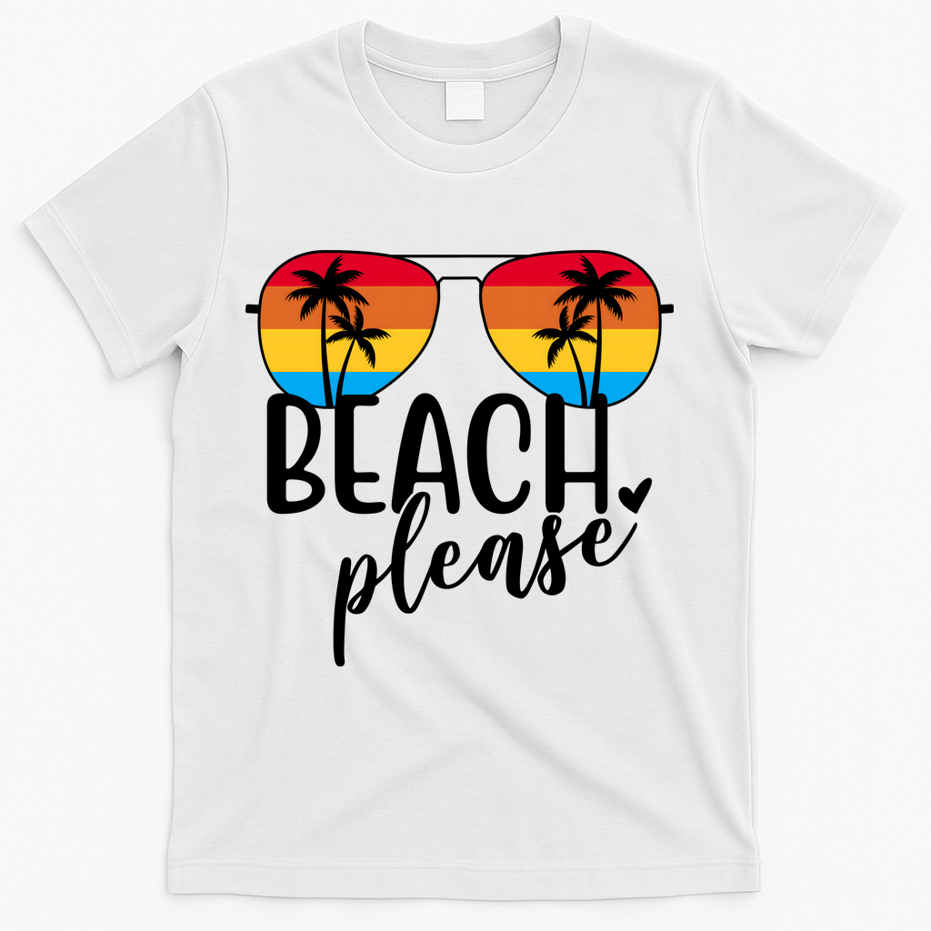 Beach Please Summer Sunset T-Shirt - White