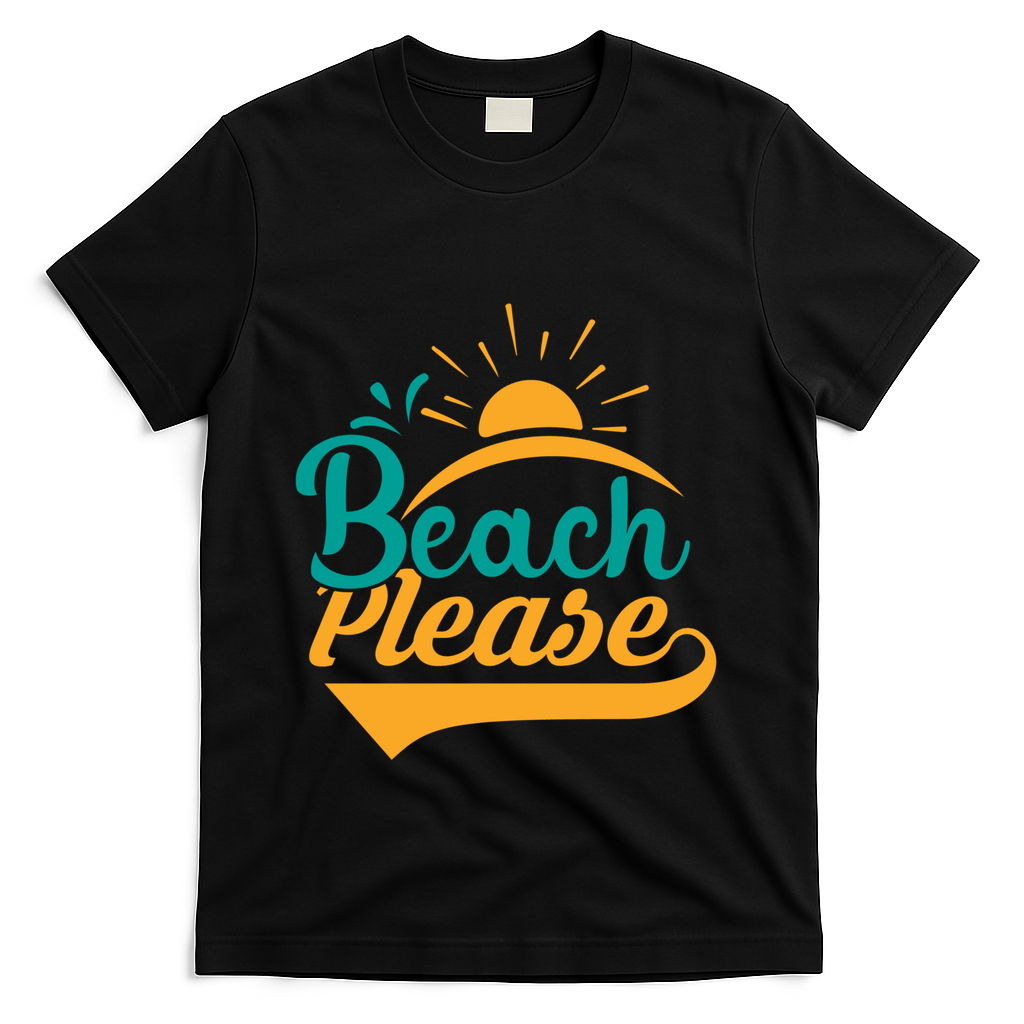 Beach Please Summer Sun Gift T-Shirt - Black