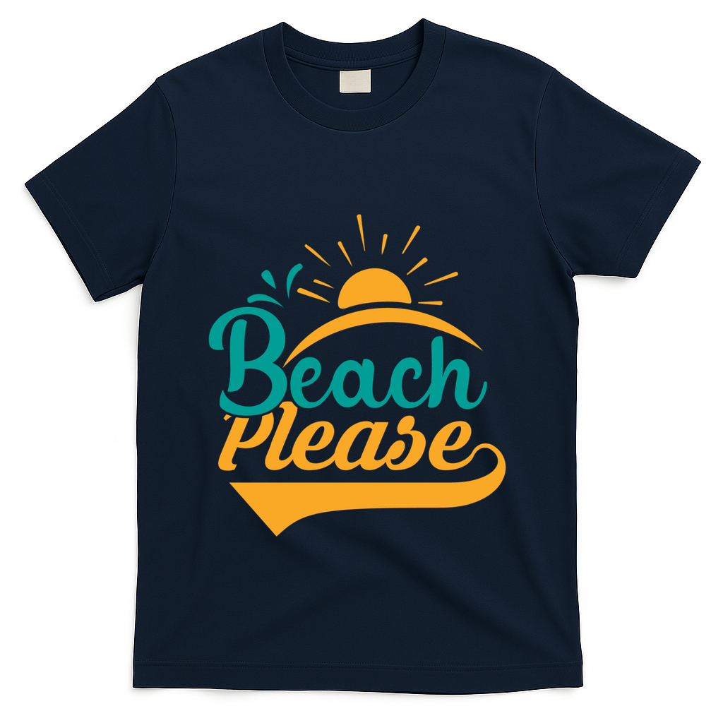 Beach Please Summer Sun Gift T-Shirt - Navy