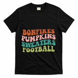Bonfires Pumpkins Sweaters Football Fall Season T-Shirt - Black