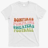 Bonfires Pumpkins Sweaters Football Fall Season T-Shirt - White