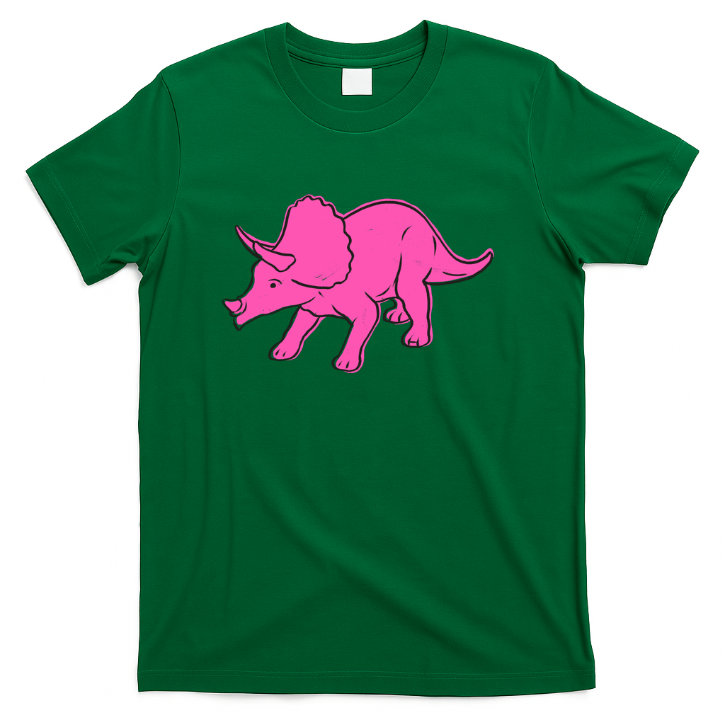 Bright Pink Triceratops Dinosaur - Green